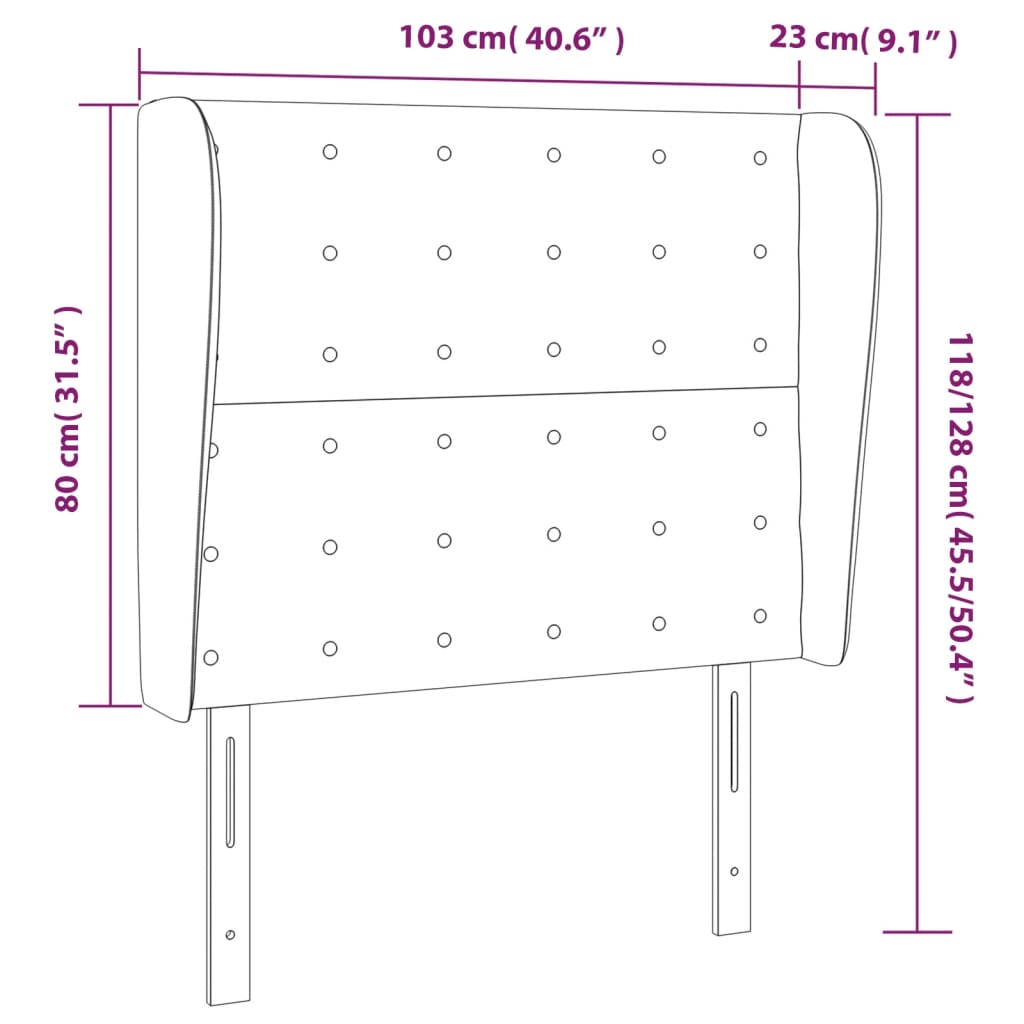 Cabeceira cama c/ abas couro artif. 103x23x118/128cm cappuccino