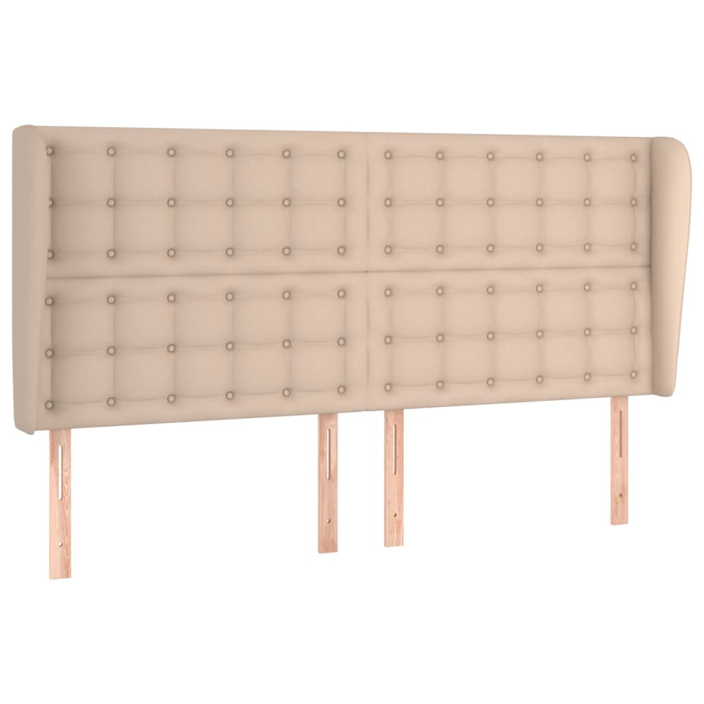 Cabeceira cama c/ abas couro artif. 163x23x118/128cm cappuccino