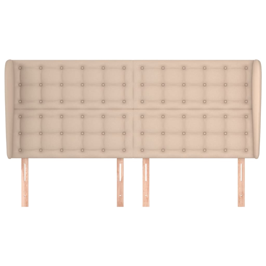 Cabeceira cama c/ abas couro artif. 163x23x118/128cm cappuccino