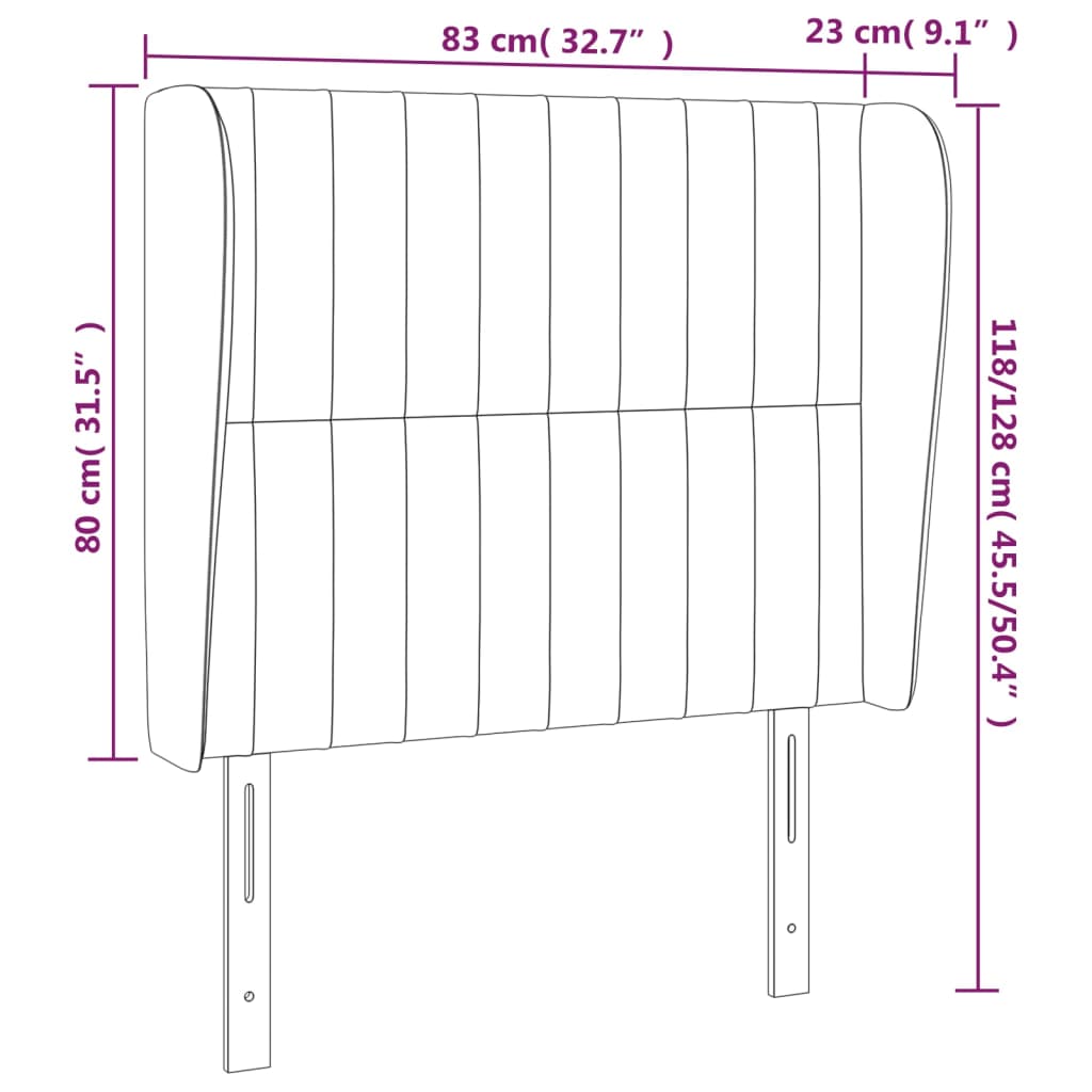 Cabeceira cama c/ abas tecido 83x23x118/128cm cinza-acastanhado