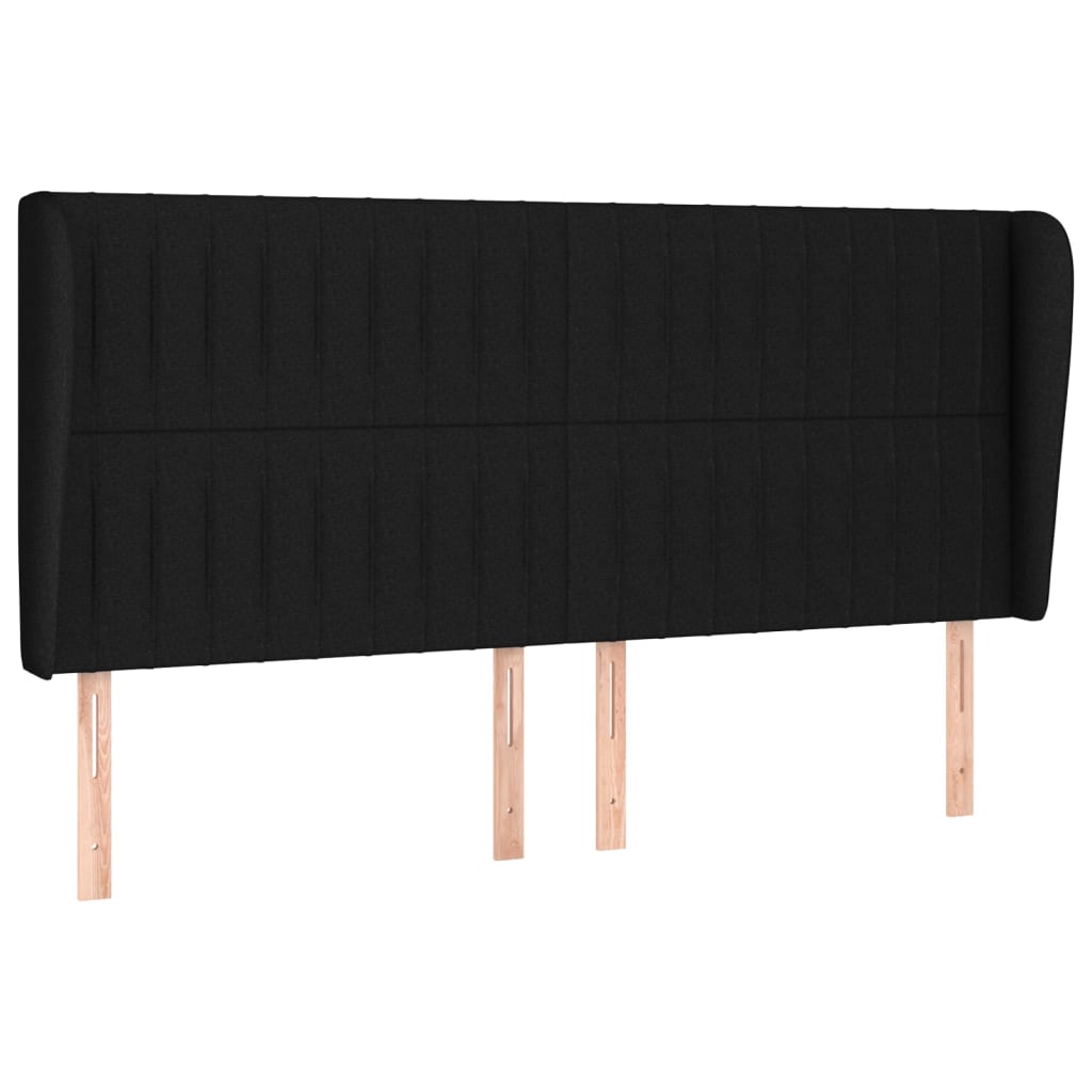 Cabeceira de cama c/ abas tecido 163x23x118/128 cm preto