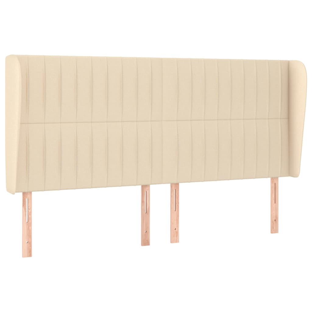 Cabeceira de cama c/ abas tecido 163x23x118/128 cm creme