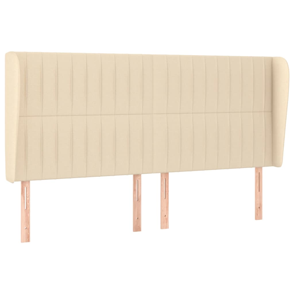 Cabeceira de cama c/ abas tecido 203x23x118/128 cm creme