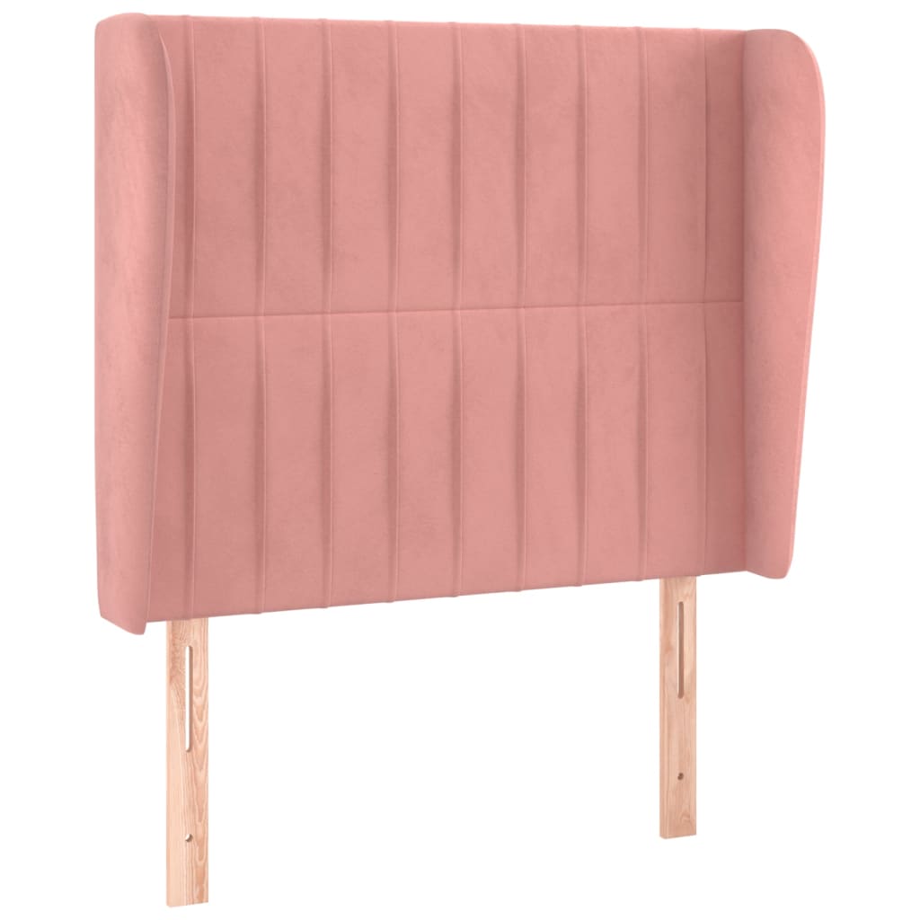 Cabeceira de cama c/ abas veludo 83x23x118/128 cm rosa