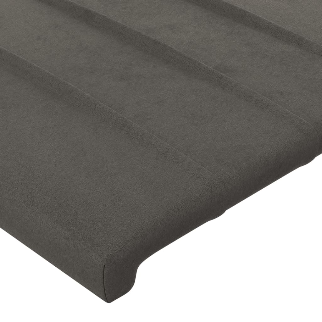 Cabeceira cama c/ abas veludo 147x23x118/128 cm cinzento-escuro