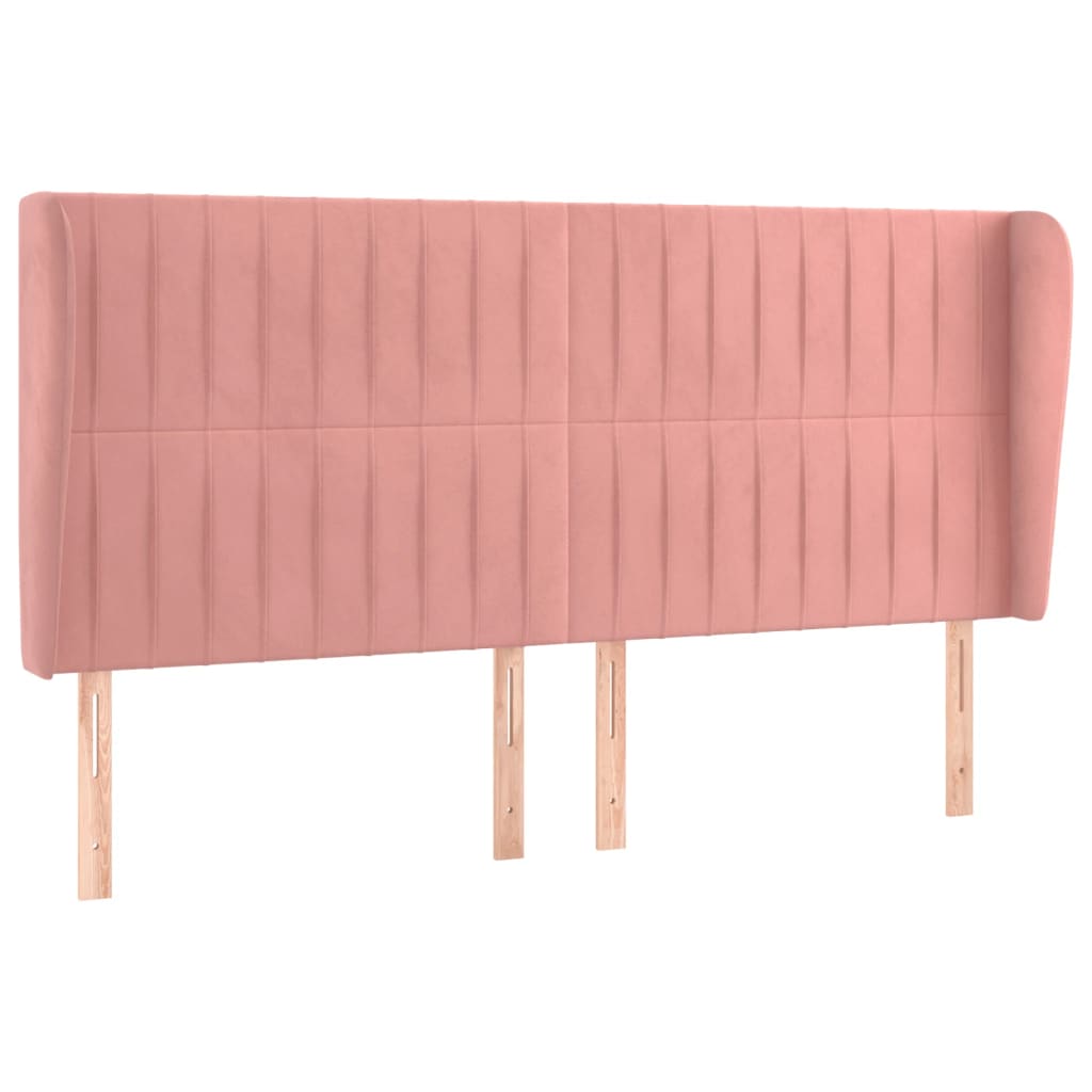 Cabeceira cama c/ abas veludo 163x23x118/128 cm rosa