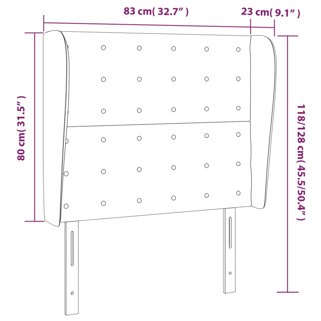 Cabeceira de cama c/ abas tecido 83x23x118/128 cm preto