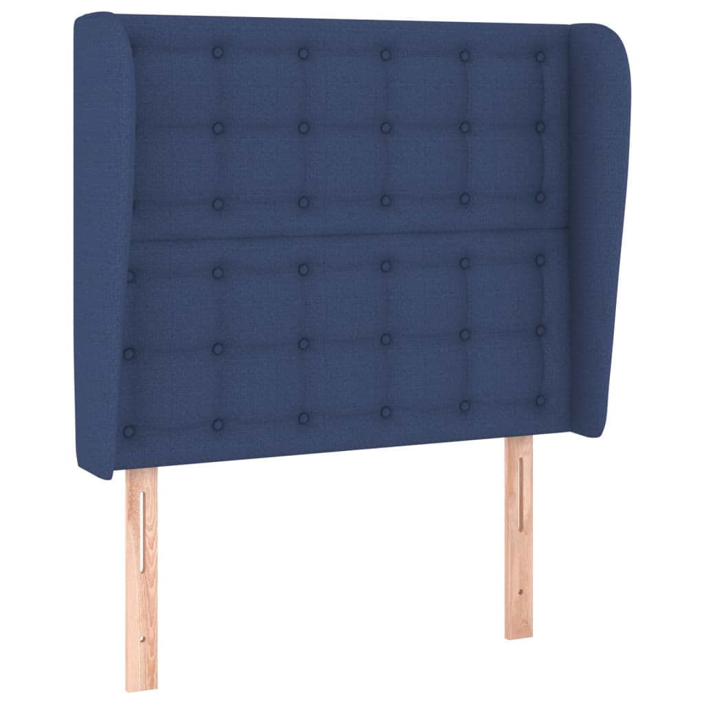 Cabeceira de cama c/ abas tecido 83x23x118/128 cm azul