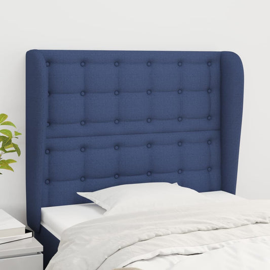 Cabeceira de cama c/ abas tecido 83x23x118/128 cm azul