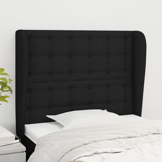 Cabeceira de cama c/ abas tecido 93x23x118/128 cm preto