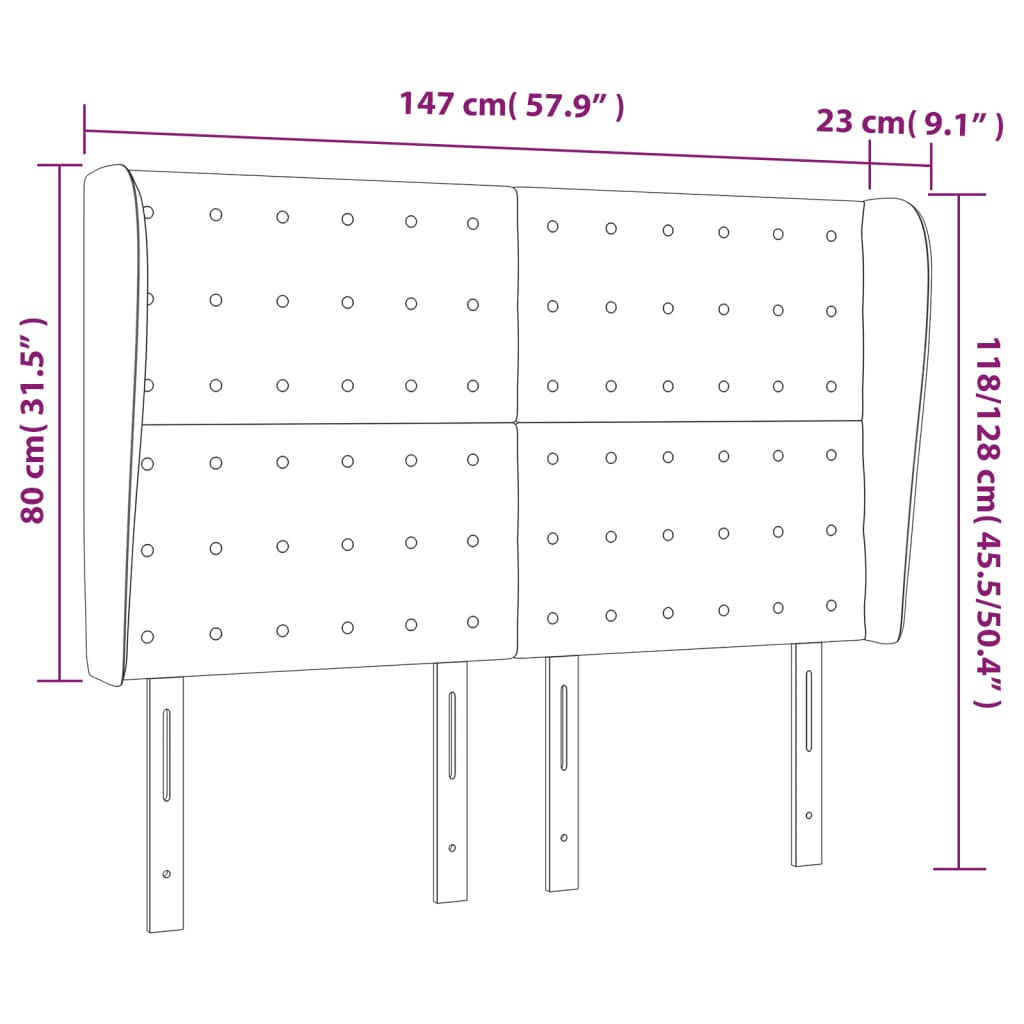 Cabeceira cama abas tecido 147x23x118/128 cm cinza-acastanhado