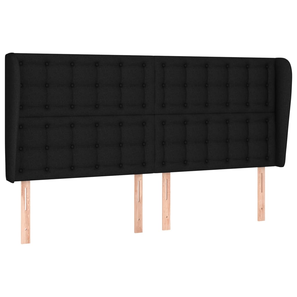 Cabeceira de cama c/ abas tecido 163x23x118/128 cm preto