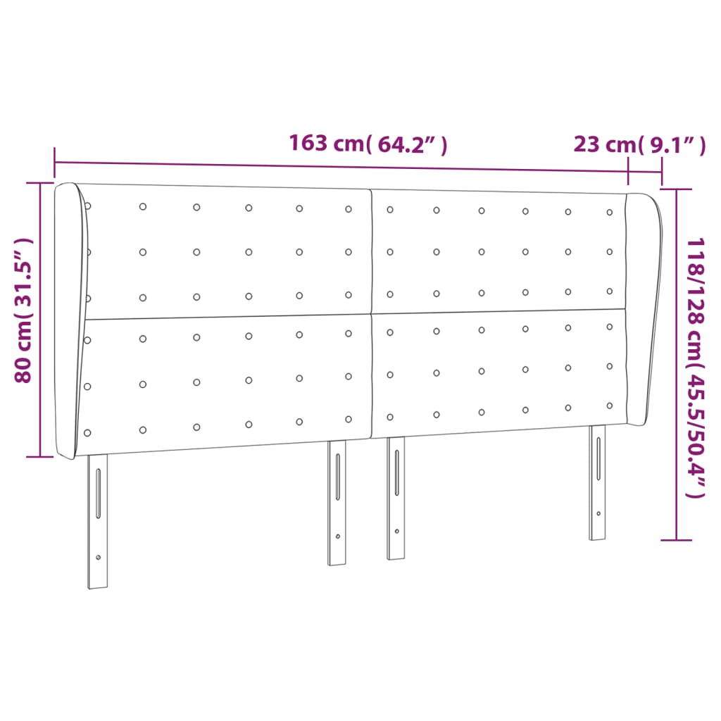 Cabeceira cama abas tecido 163x23x118/128 cm cinza-acastanhado