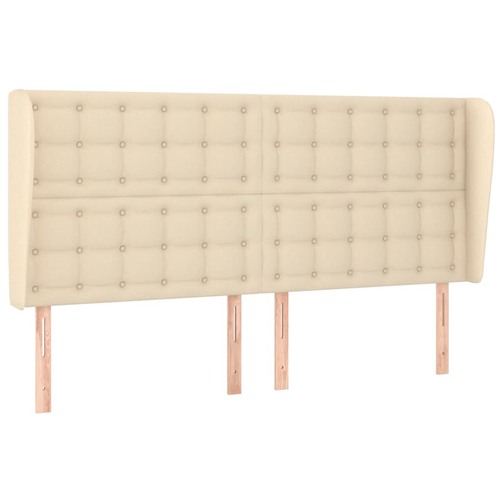 Cabeceira de cama c/ abas tecido 163x23x118/128 cm creme