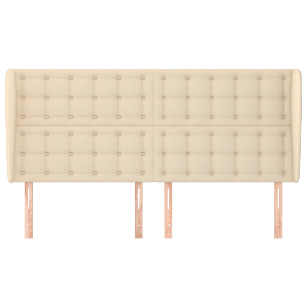 Cabeceira de cama c/ abas tecido 163x23x118/128 cm creme