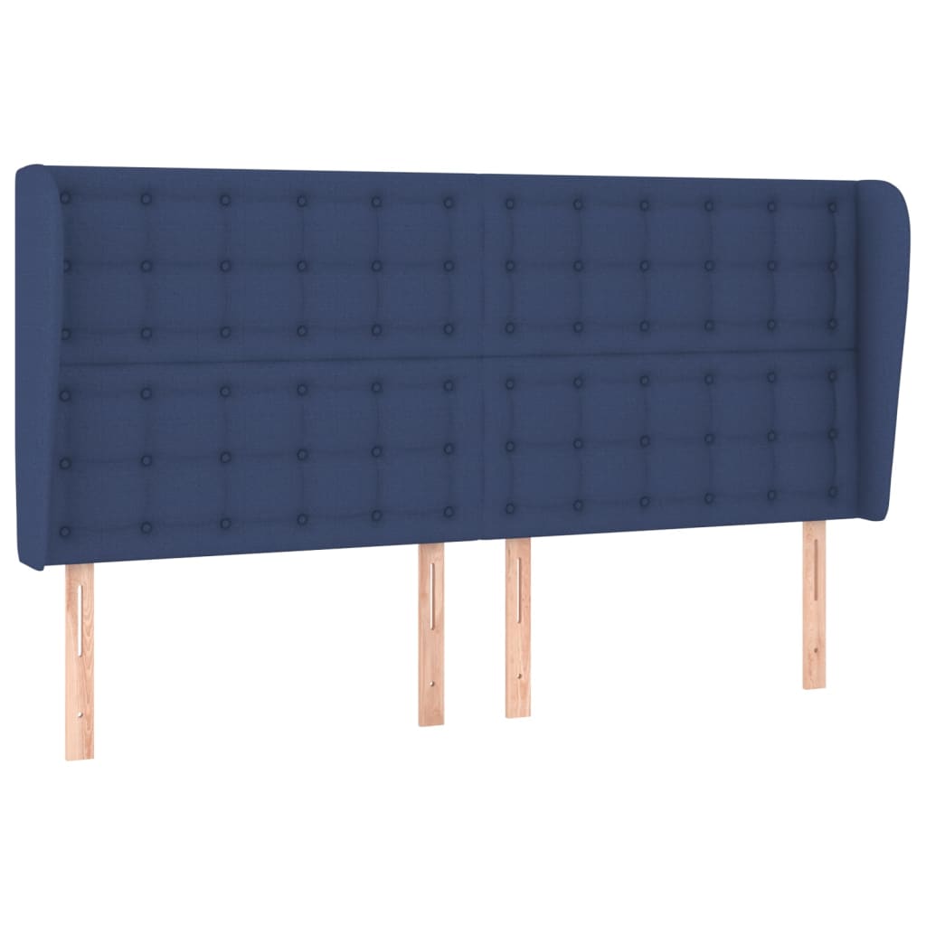 Cabeceira de cama c/ abas tecido 163x23x118/128 cm azul