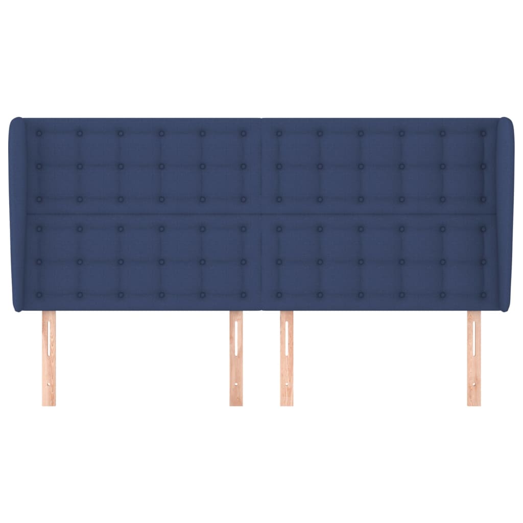 Cabeceira de cama c/ abas tecido 163x23x118/128 cm azul