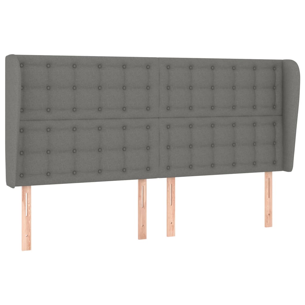 Cabeceira cama c/ abas tecido 183x23x118/128 cm cinzento-escuro