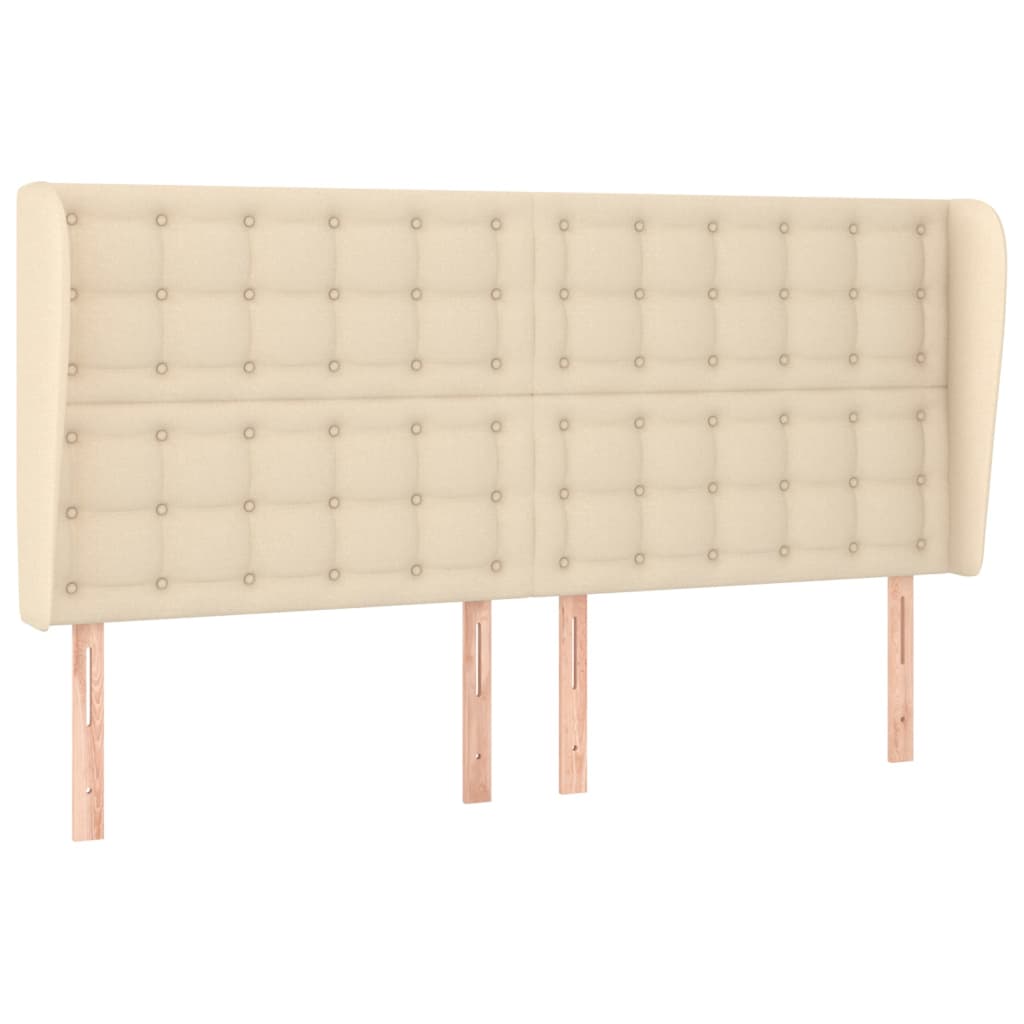 Cabeceira de cama c/ abas tecido 183x23x118/128 cm creme