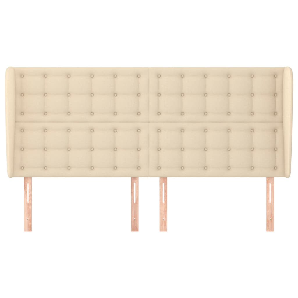 Cabeceira de cama c/ abas tecido 183x23x118/128 cm creme