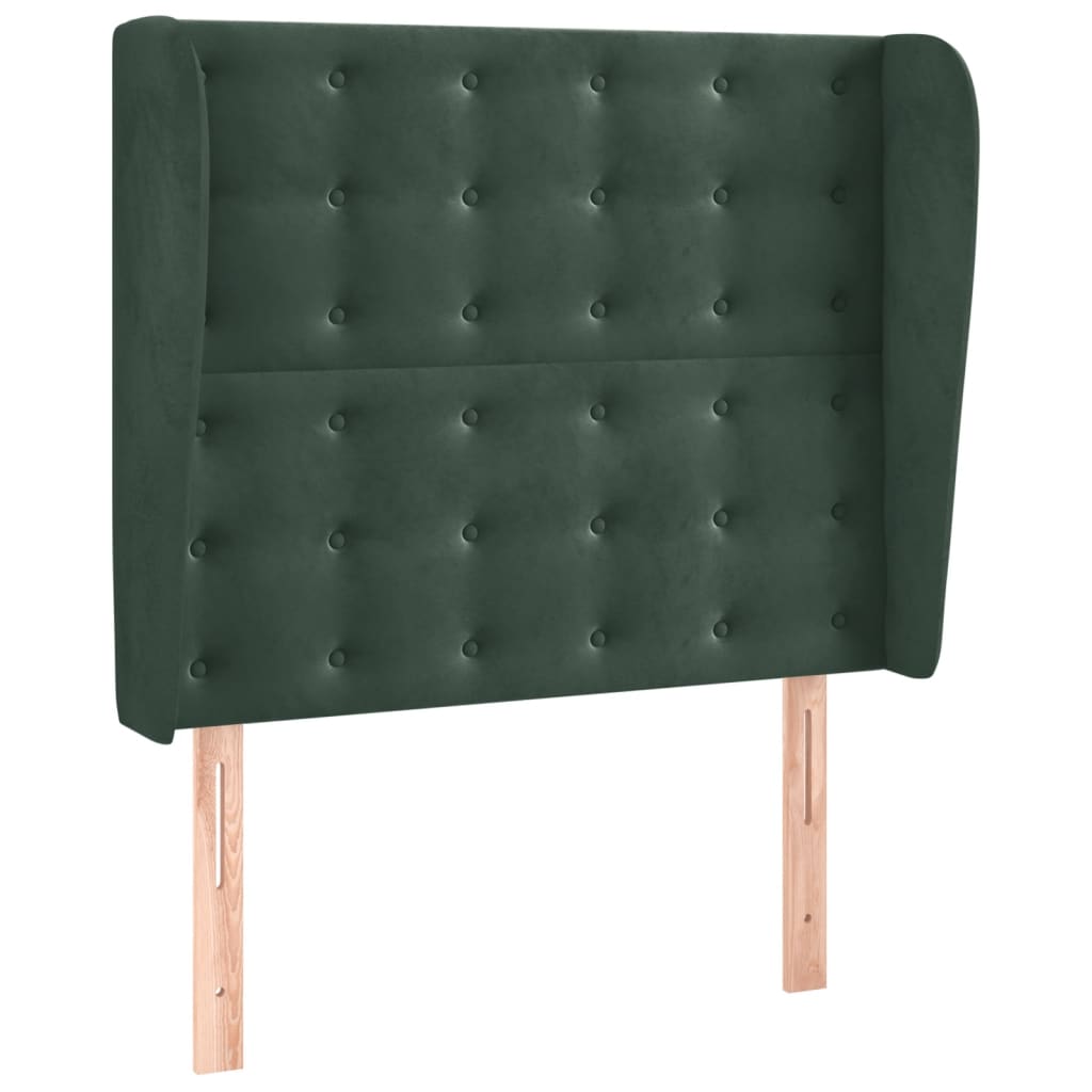 Cabeceira cama c/ abas veludo 103x23x118/128 cm verde-escuro