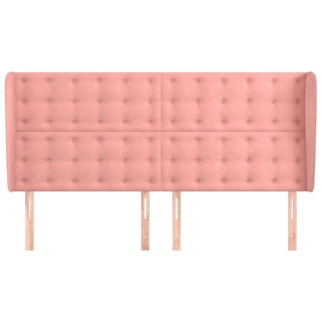 Cabeceira cama c/ abas veludo 183x23x118/128 cm rosa