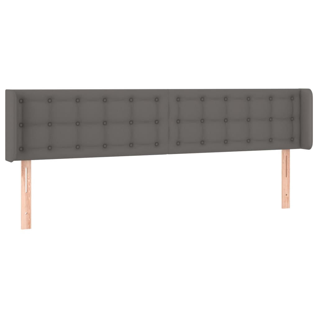 Cabeceira de cama c/ abas couro artificial 163x16x78/88cm cinza