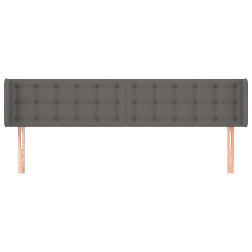 Cabeceira de cama c/ abas couro artificial 163x16x78/88cm cinza