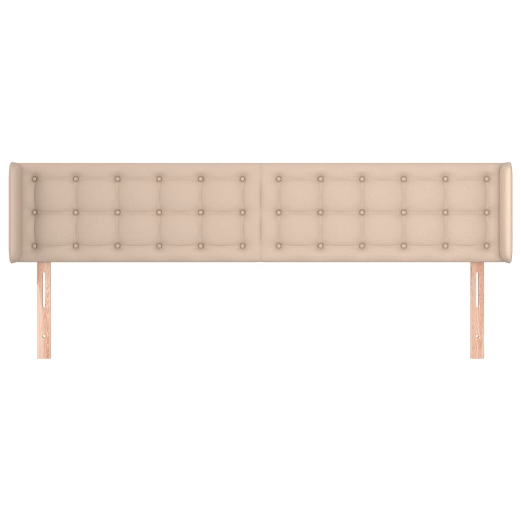 Cabeceira cama abas couro artificial 163x16x78/88 cm cappuccino