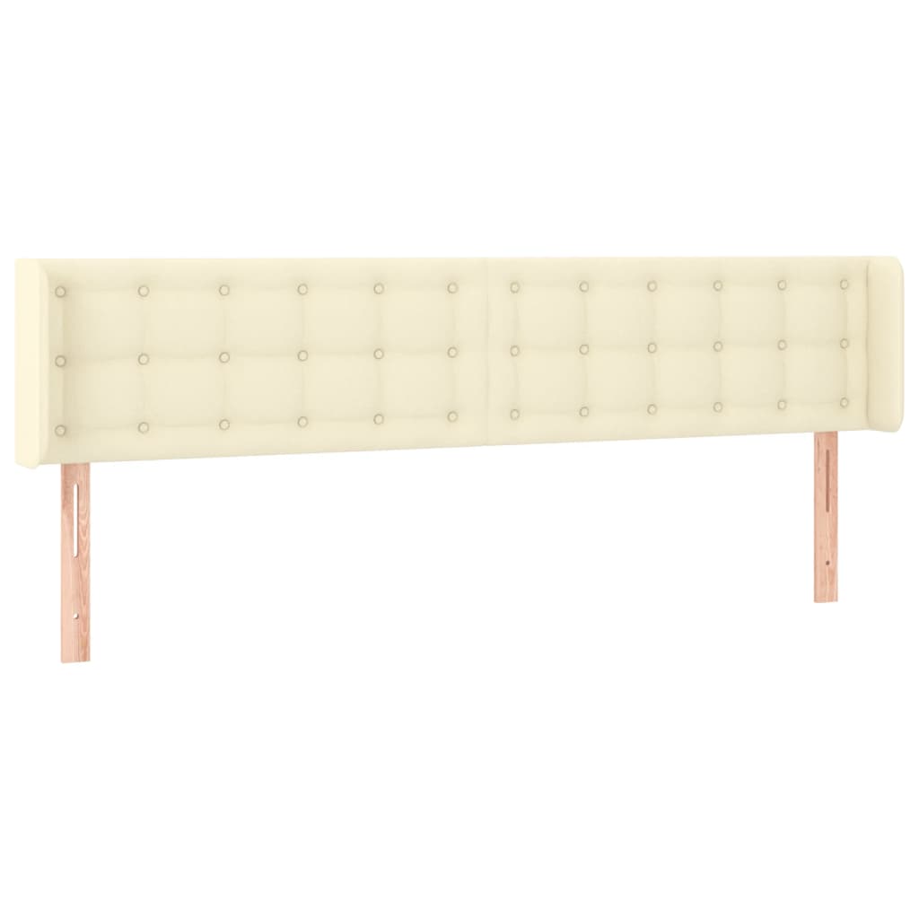 Cabeceira de cama c/ abas couro artificial 183x16x78/88cm creme