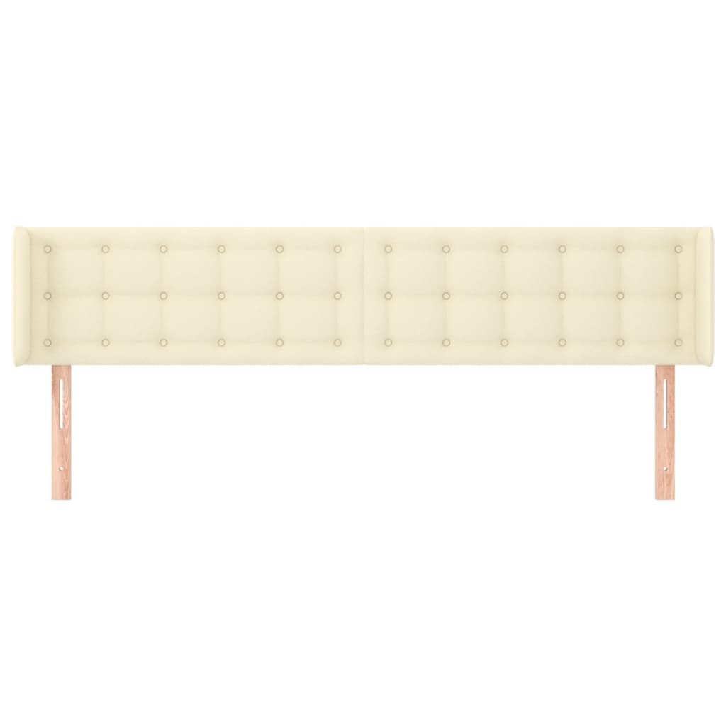 Cabeceira de cama c/ abas couro artificial 183x16x78/88cm creme