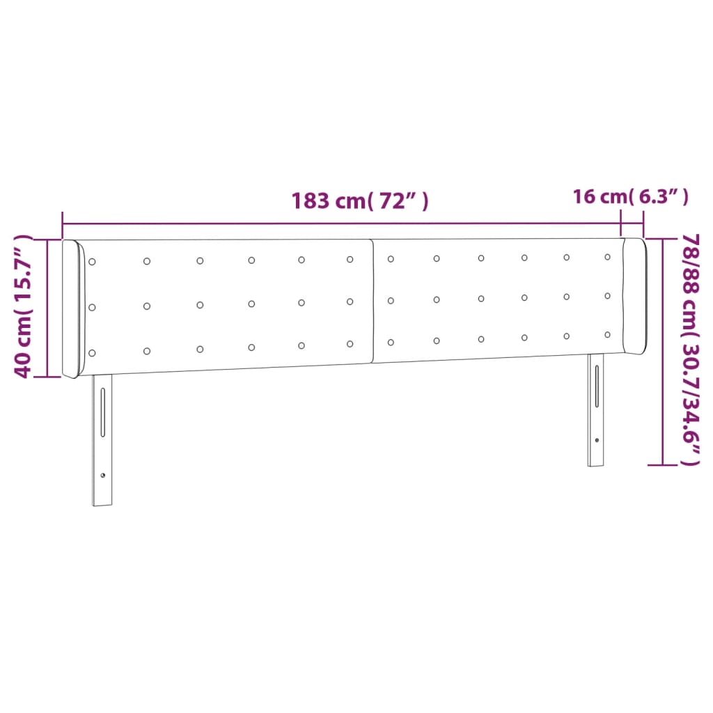 Cabeceira de cama c/ abas couro artificial 183x16x78/88cm creme