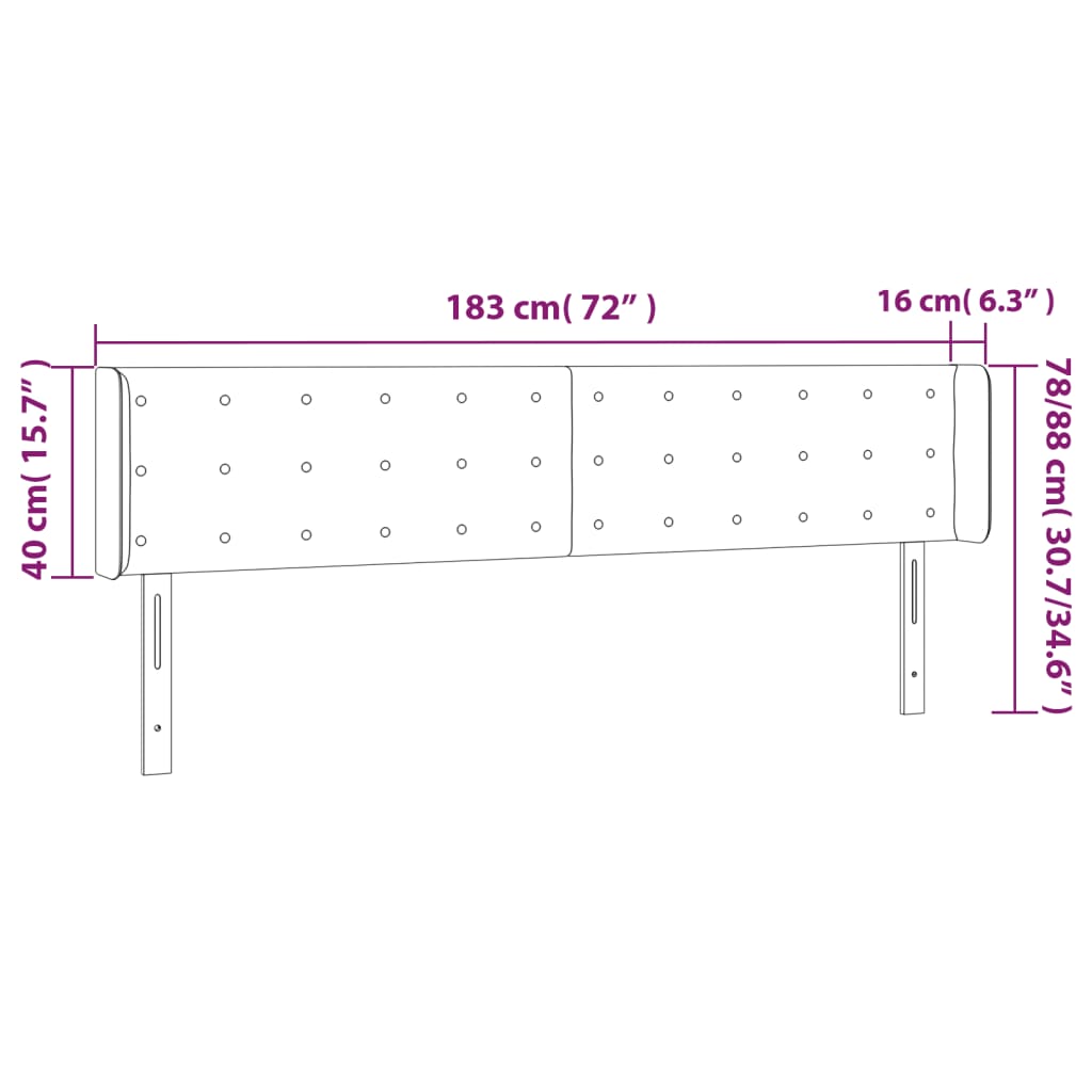 Cabeceira cama abas couro artificial 183x16x78/88 cm cinzento