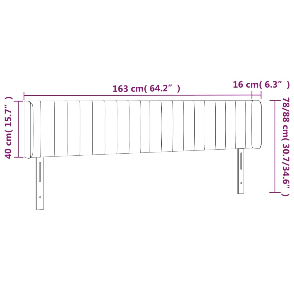 Cabeceira de cama c/ abas tecido 163x16x78/88 cm creme