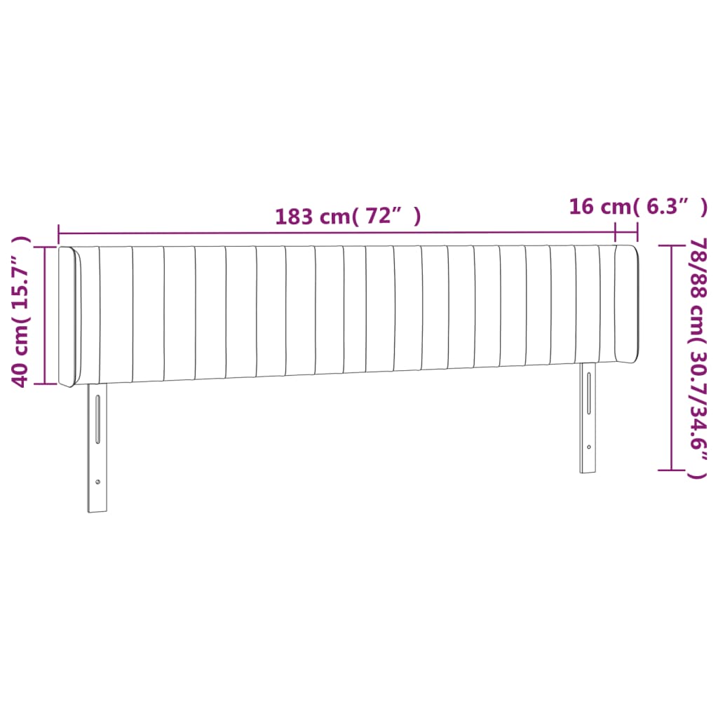 Cabeceira cama abas tecido 183x16x78/88 cm cinzento-acastanhado