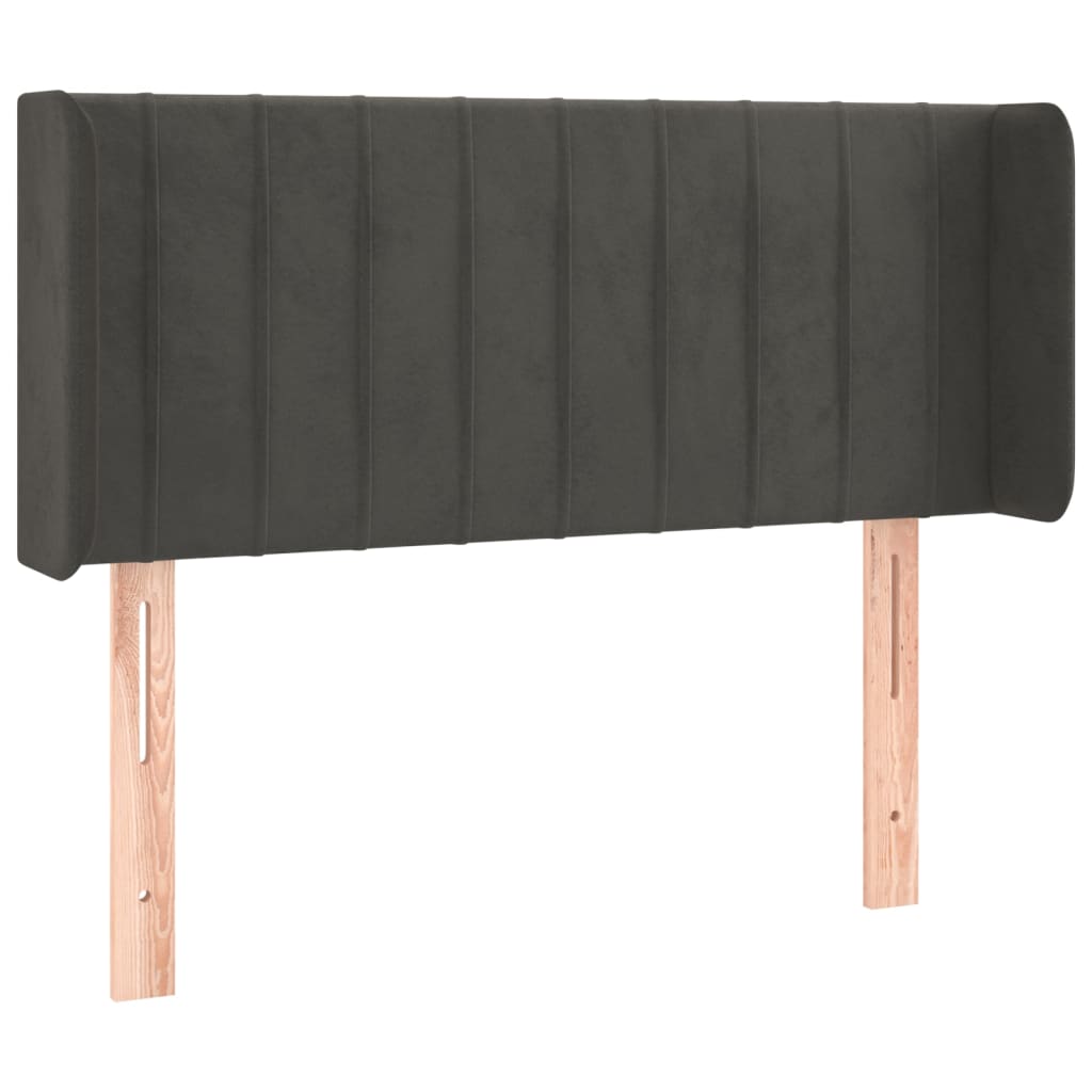 Cabeceira de cama c/ abas veludo 103x16x78/88cm cinzento-escuro