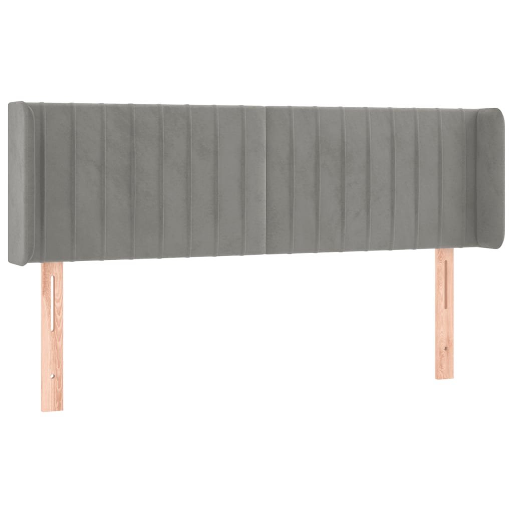 Cabeceira de cama c/ abas veludo147x16x78/88 cm cinzento-claro