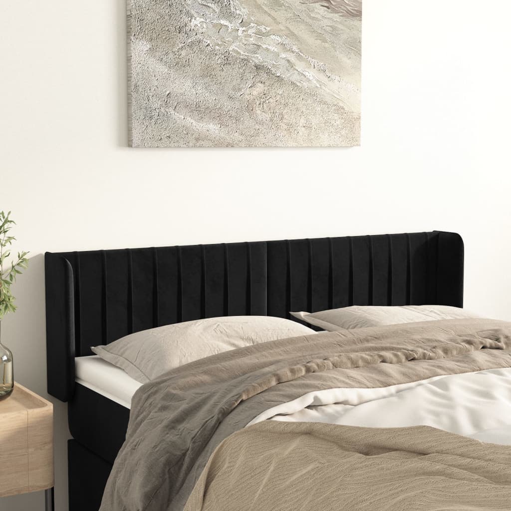 Cabeceira de cama c/ abas tecido 147x16x78/88 cm preto