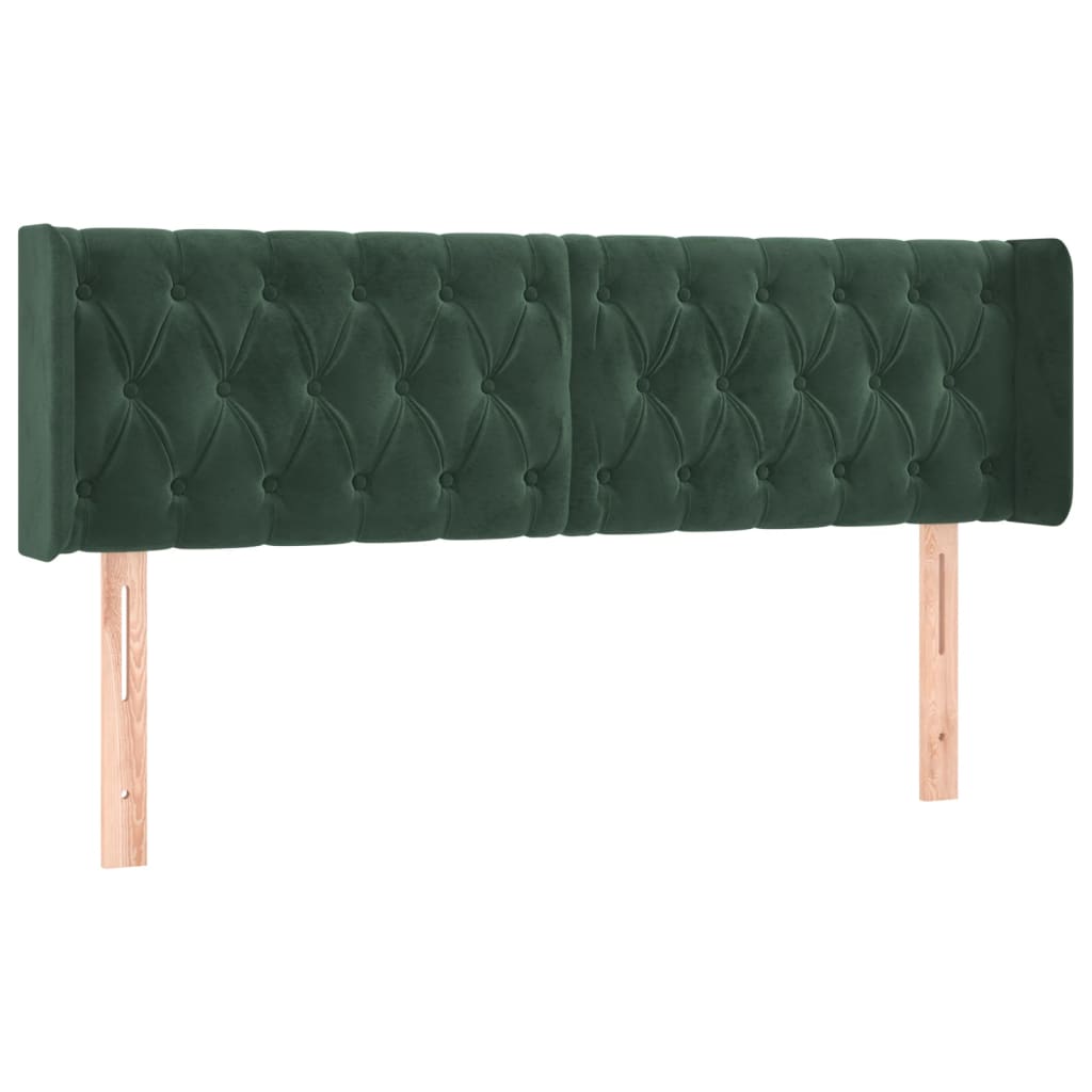 Cabeceira de cama c/ abas tecido 147x16x78/88cm verde-escuro