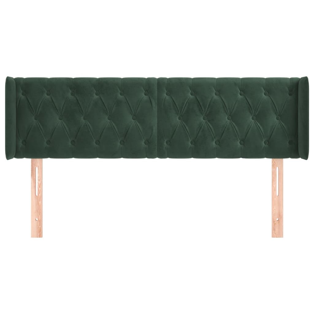 Cabeceira de cama c/ abas tecido 147x16x78/88cm verde-escuro