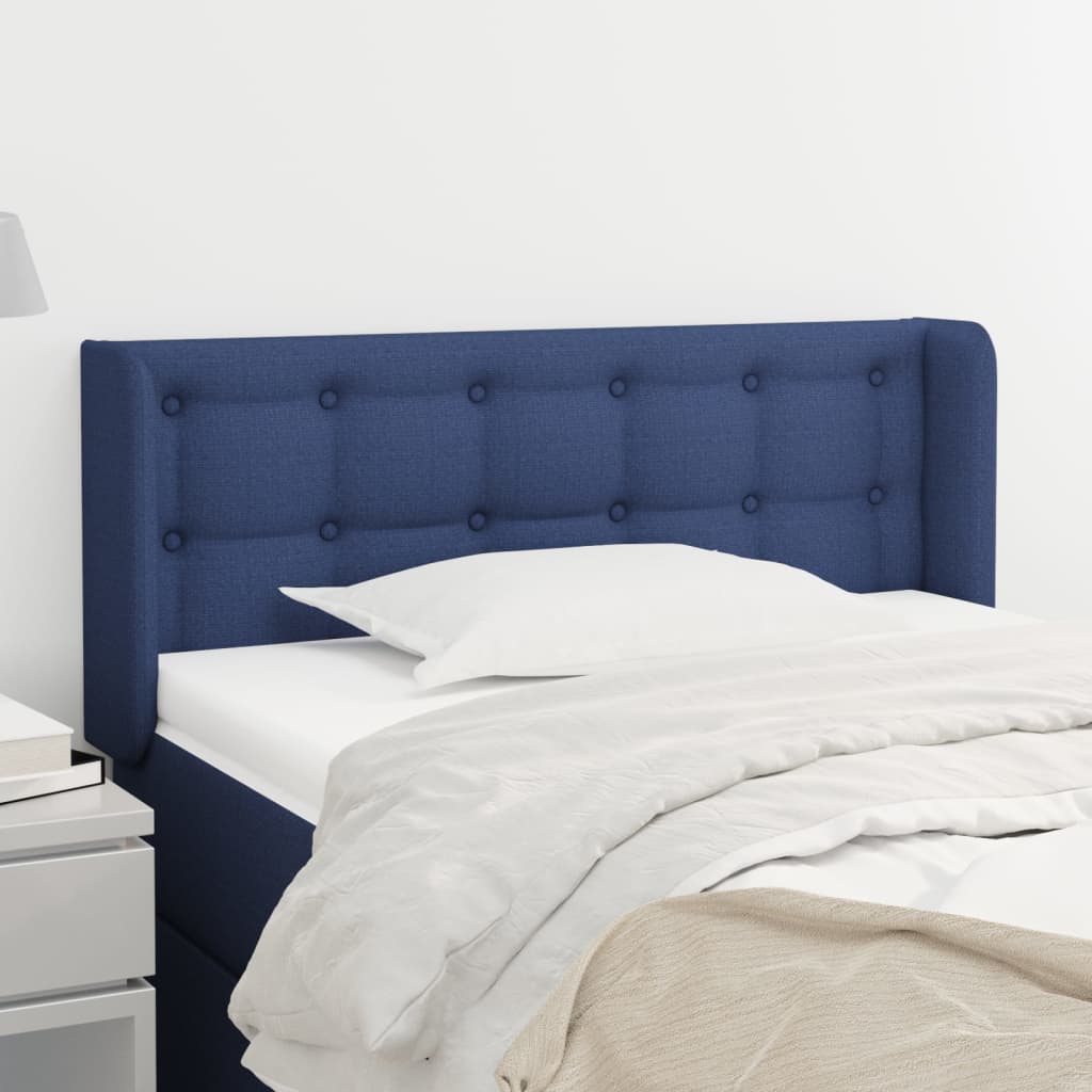 Cabeceira de cama c/ abas tecido 93x16x78/88 cm azul