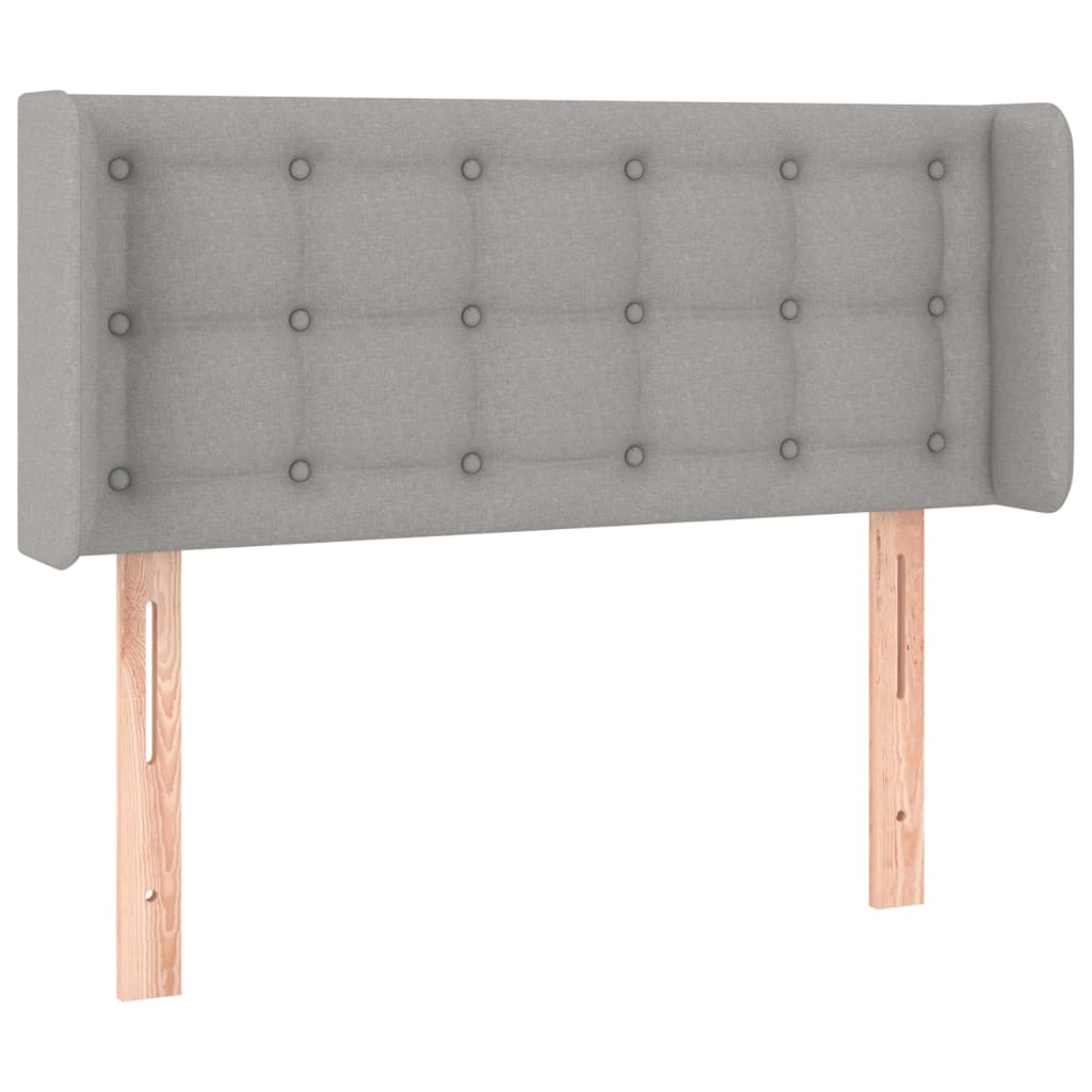 Cabeceira de cama c/ abas tecido 93x16x78/88 cm cinzento-claro