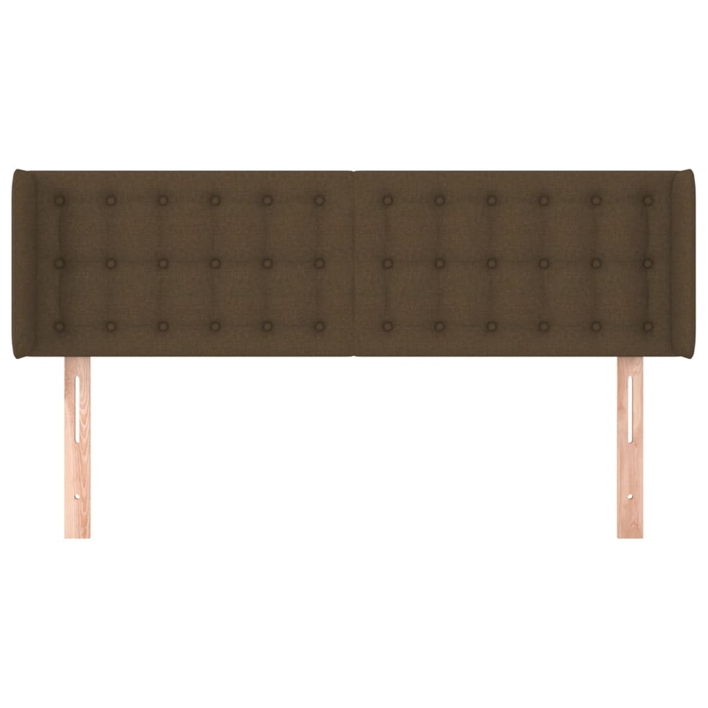 Cabeceira de cama c/ abas tecido 147x16x78/88cm castanho-escuro