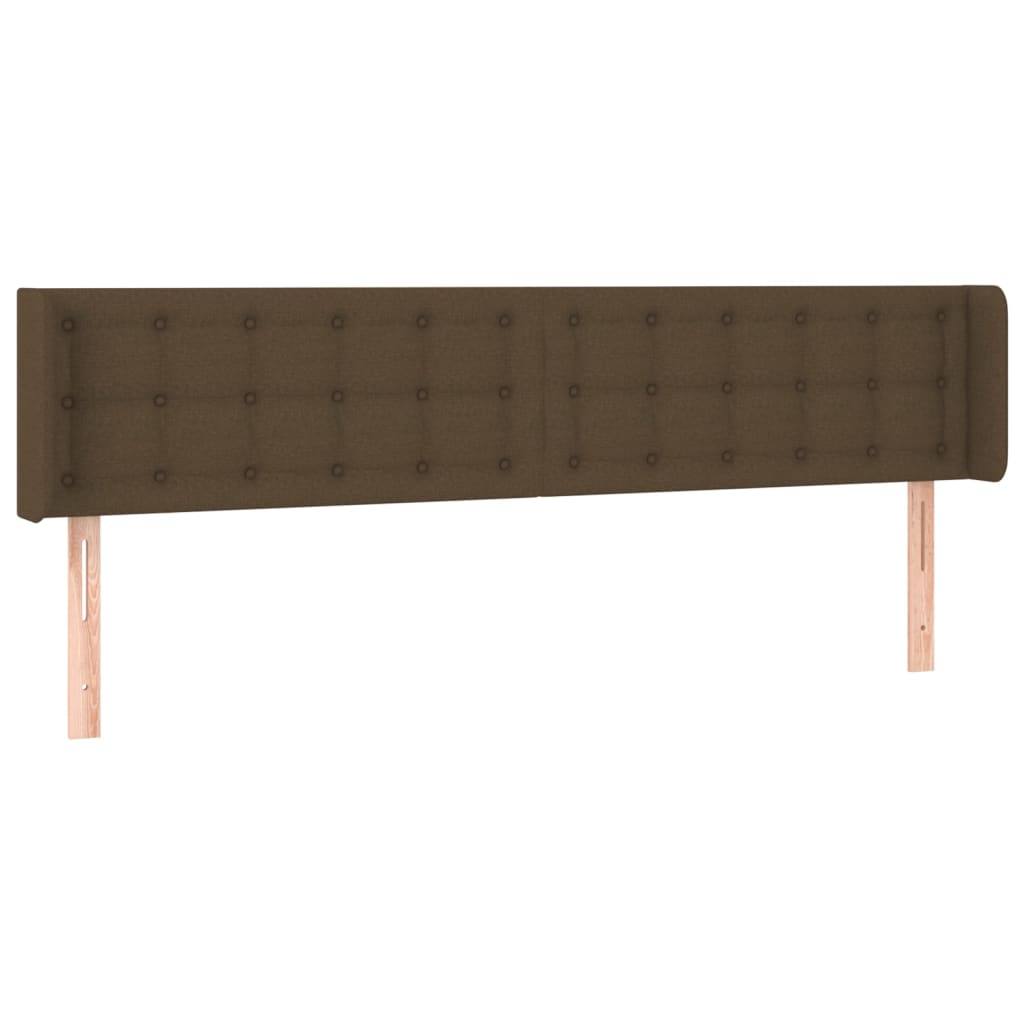 Cabeceira de cama c/ abas tecido 163x16x78/88cm castanho-escuro