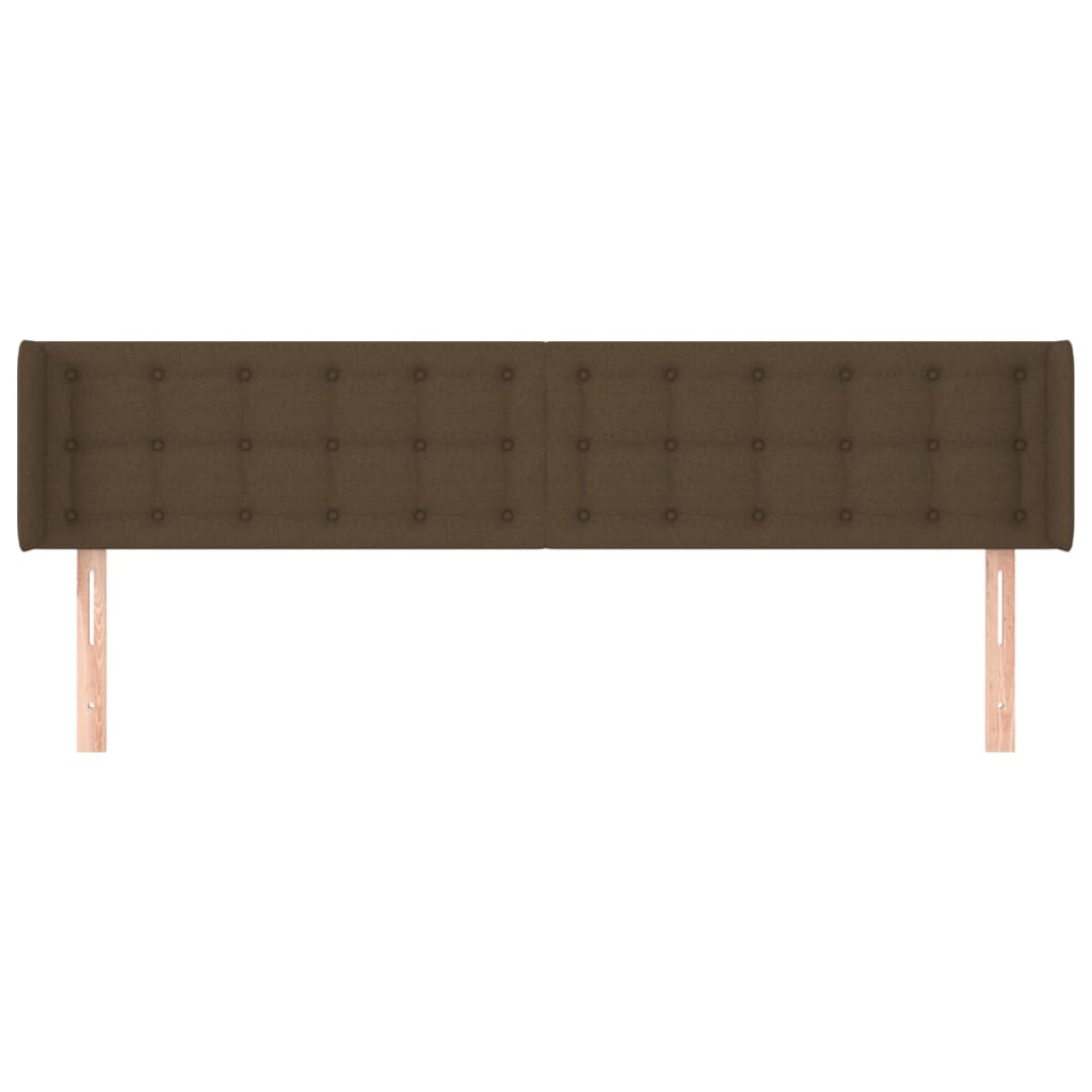 Cabeceira de cama c/ abas tecido 163x16x78/88cm castanho-escuro