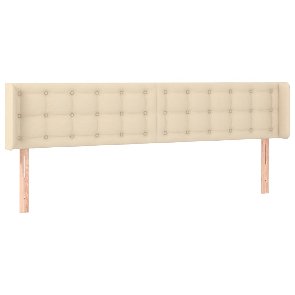 Cabeceira de cama c/ abas tecido 163x16x78/88 cm creme