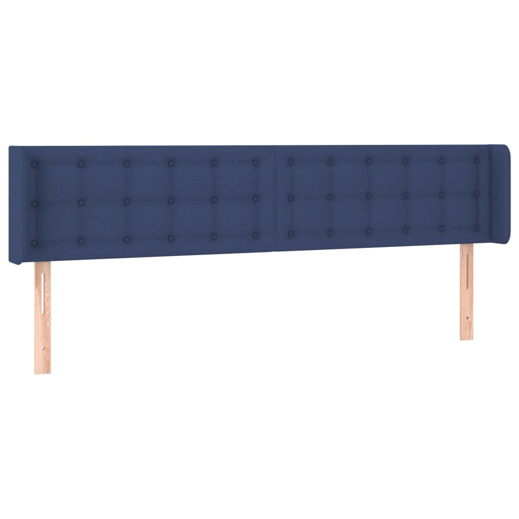 Cabeceira de cama c/ abas tecido 163x16x78/88 cm azul