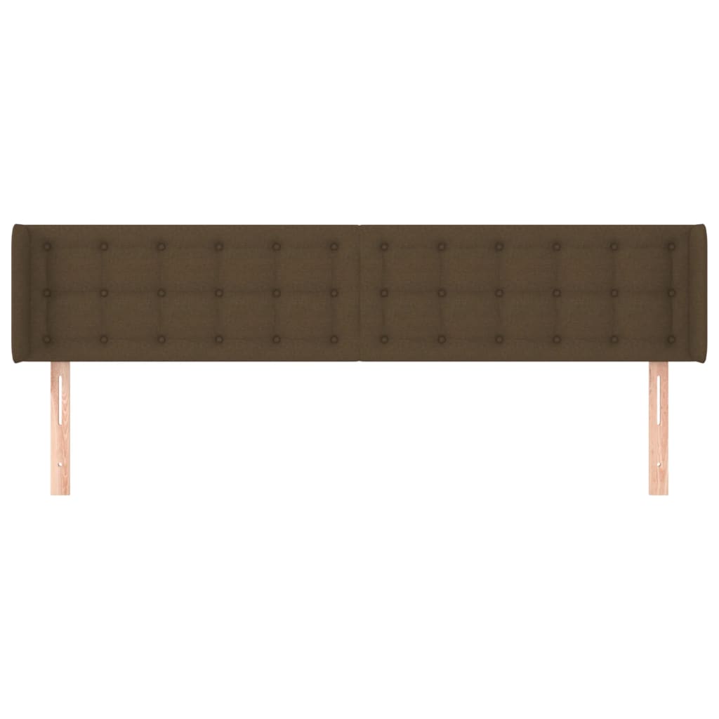 Cabeceira de cama c/ abas tecido 183x16x78/88cm castanho-escuro