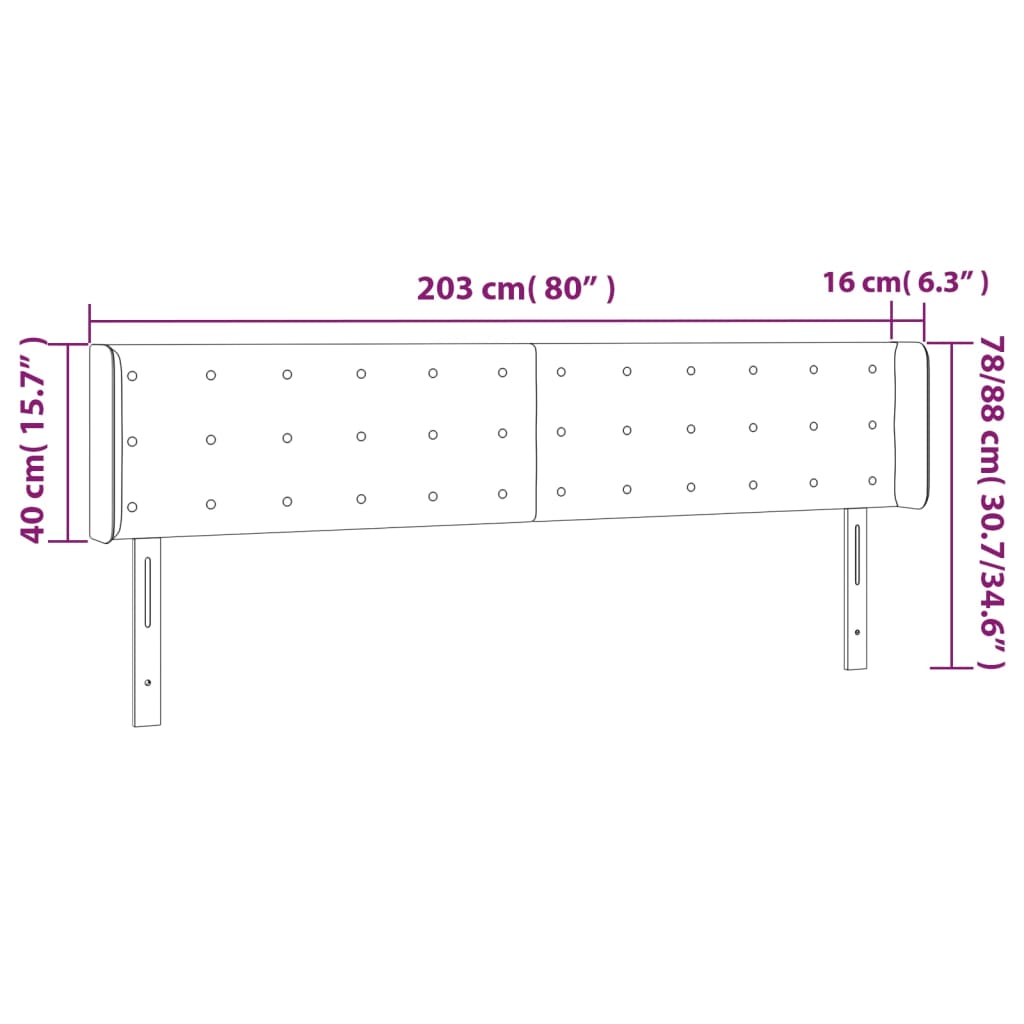 Cabeceira cama abas tecido 203x16x78/88 cm cinzento-acastanhado