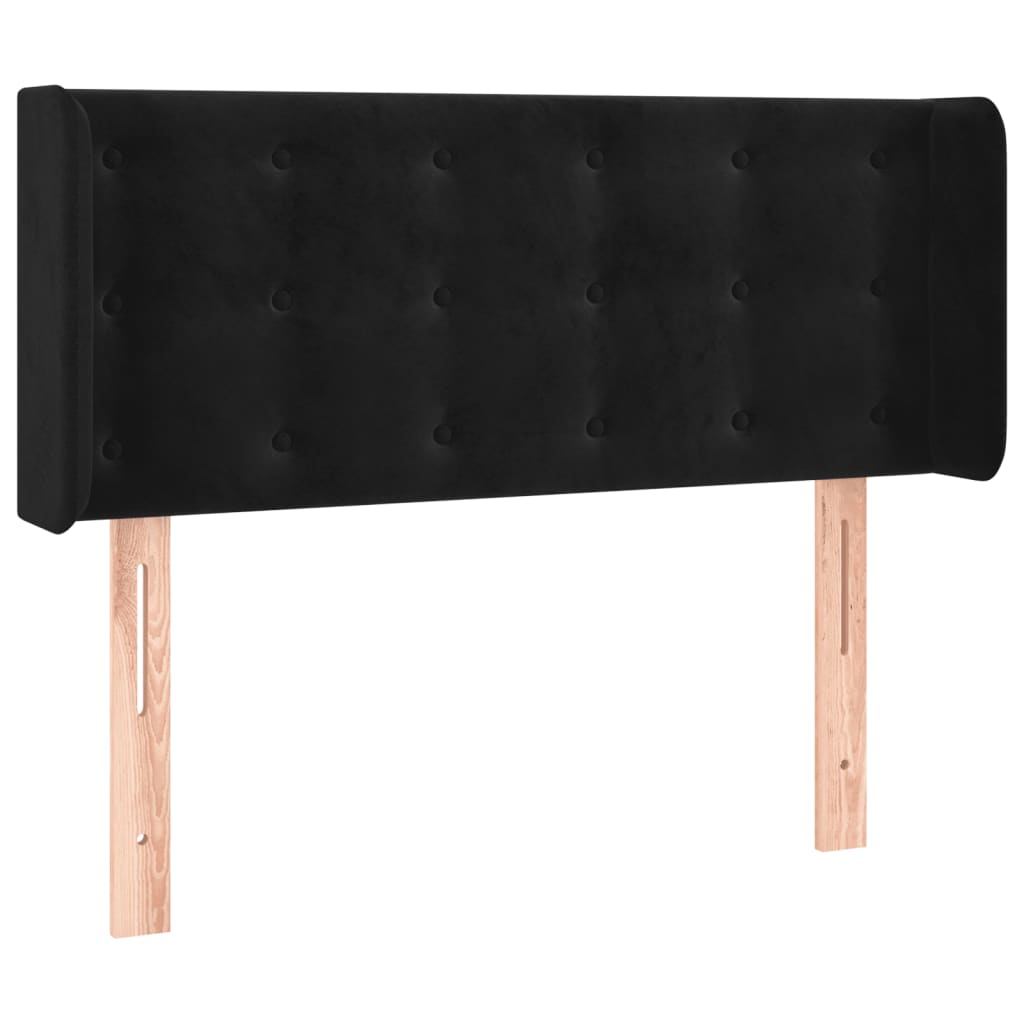 Cabeceira de cama c/ abas veludo 93x16x78/88 cm preto